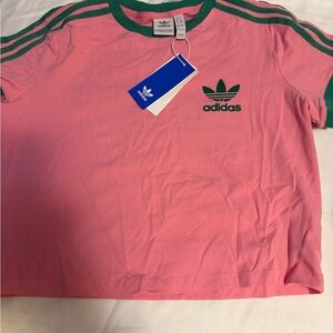 Adidas Kids Pink Tee with Green Accents